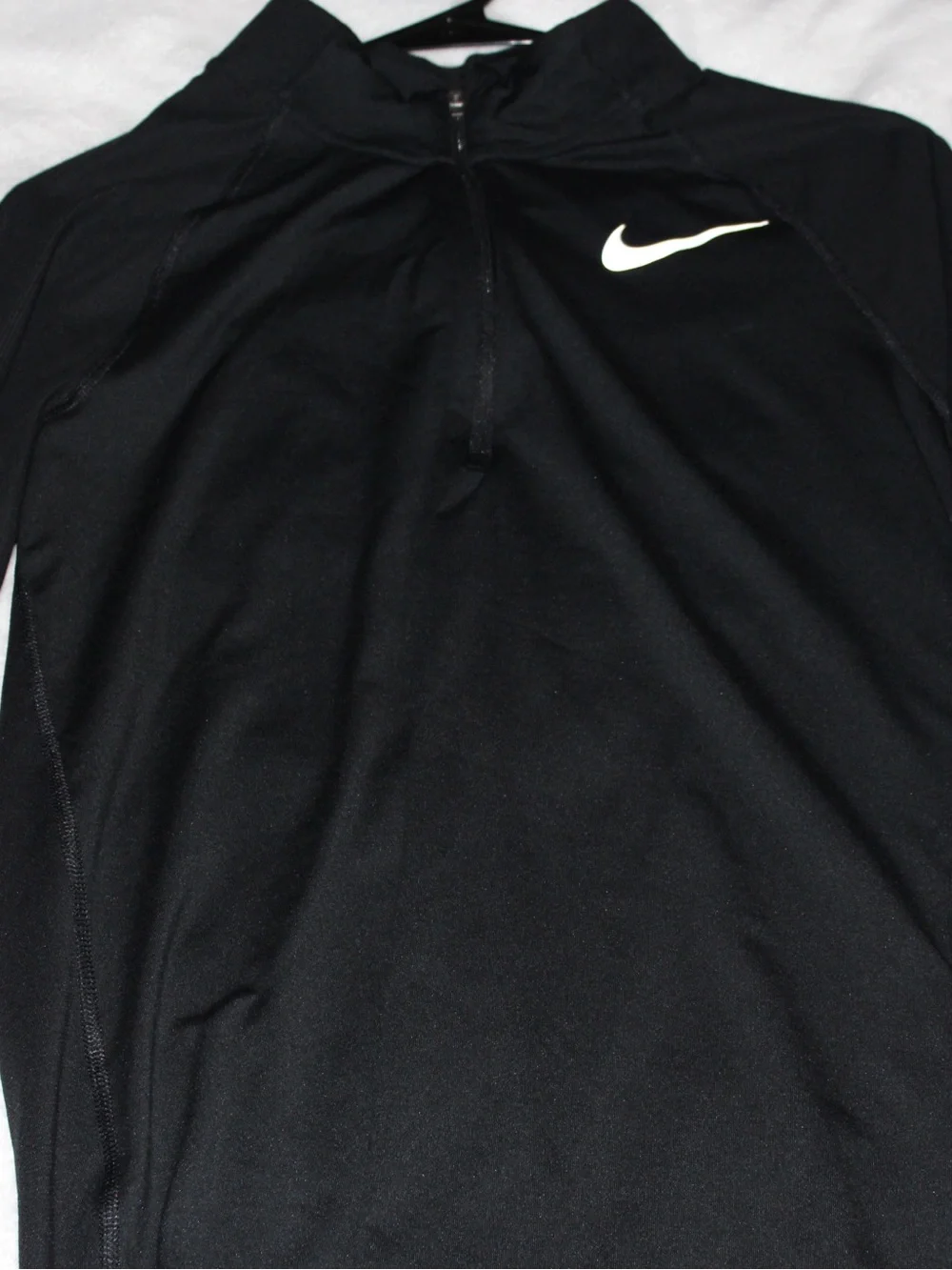 Nike Black Quarter-Zip Athletic Jacket with White Swoosh